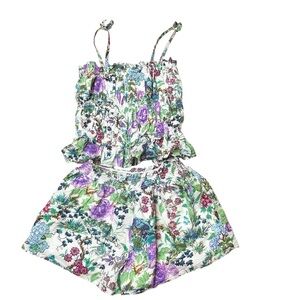 JANIE & JACK floral print smocked top w matching shorts set 10